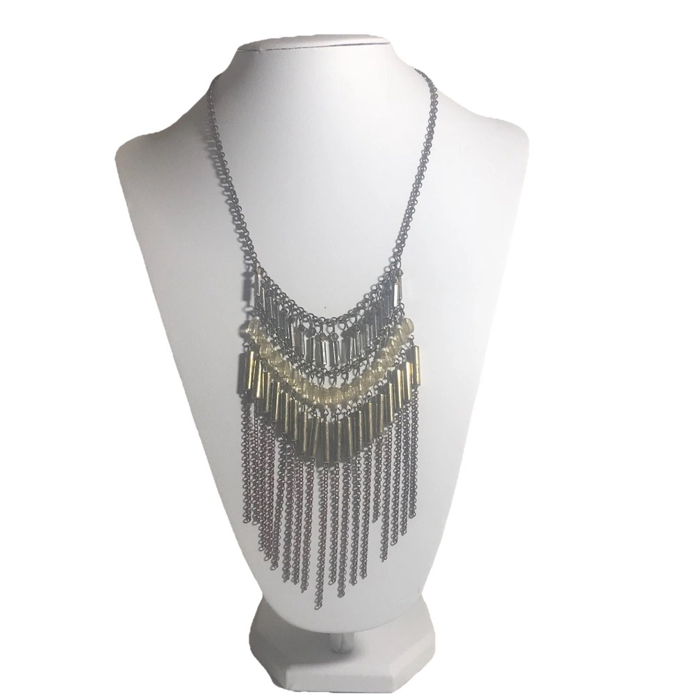 Necklace Multi layer Chain dangle drop multi beads fashion statement‎ 24 inches